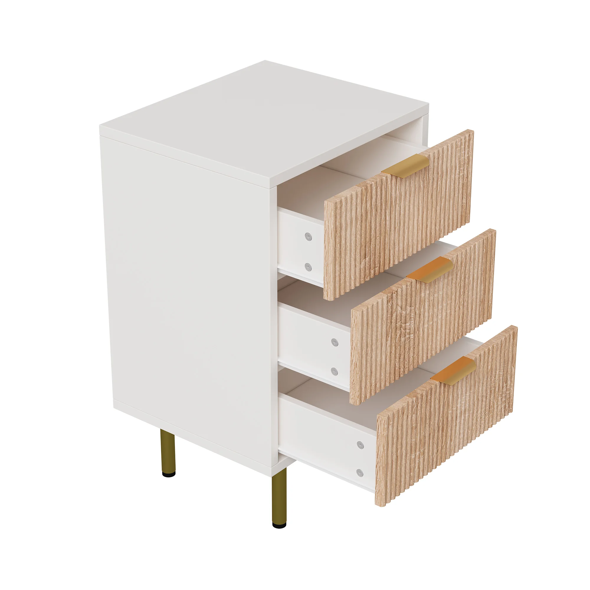 Nachttisch mit drei Schubladen, zweiteiliges Set, Schubladenschrank, Beistelltisch mit Aufbewahrungsfunktion, Beistelltisch für das Wohnzimmer – Detail 1