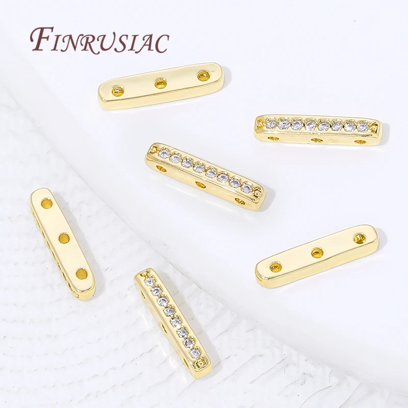 1/2/3Pcs 18K Gold Plated Brass with Zircon Separators Bar,Flat Spacer Bar,Supplies For Jewelry,DIY Bracelet&Necklace Accessories image 3