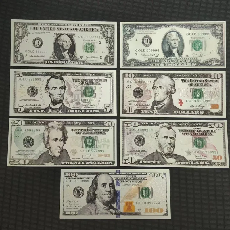 Newest Silver US Dollar Bills Gold Foil Banknotes Fake Paper Money Plastic Banknotes Crafts For Collection Home Decor