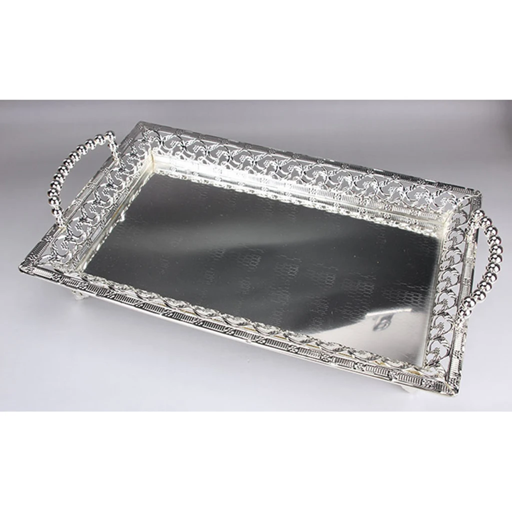 Multifunctional Food Tray Container Display Tray with Handle Table Organizer for Cookies Cupcake Display Stand Fruit Tray