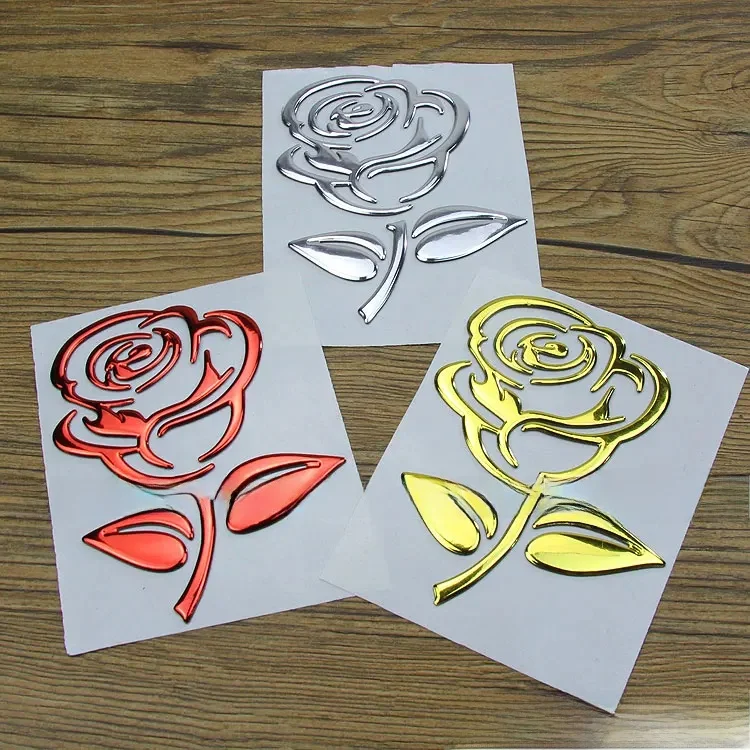1 sztuk 3D Chrome Rose motocykl samochód ciężarówka naklejki godło kask naklejki dekoracyjne do uniwersalnego Haley Honda Yamaha Kawasaki Suzuki — zdjęcie 2