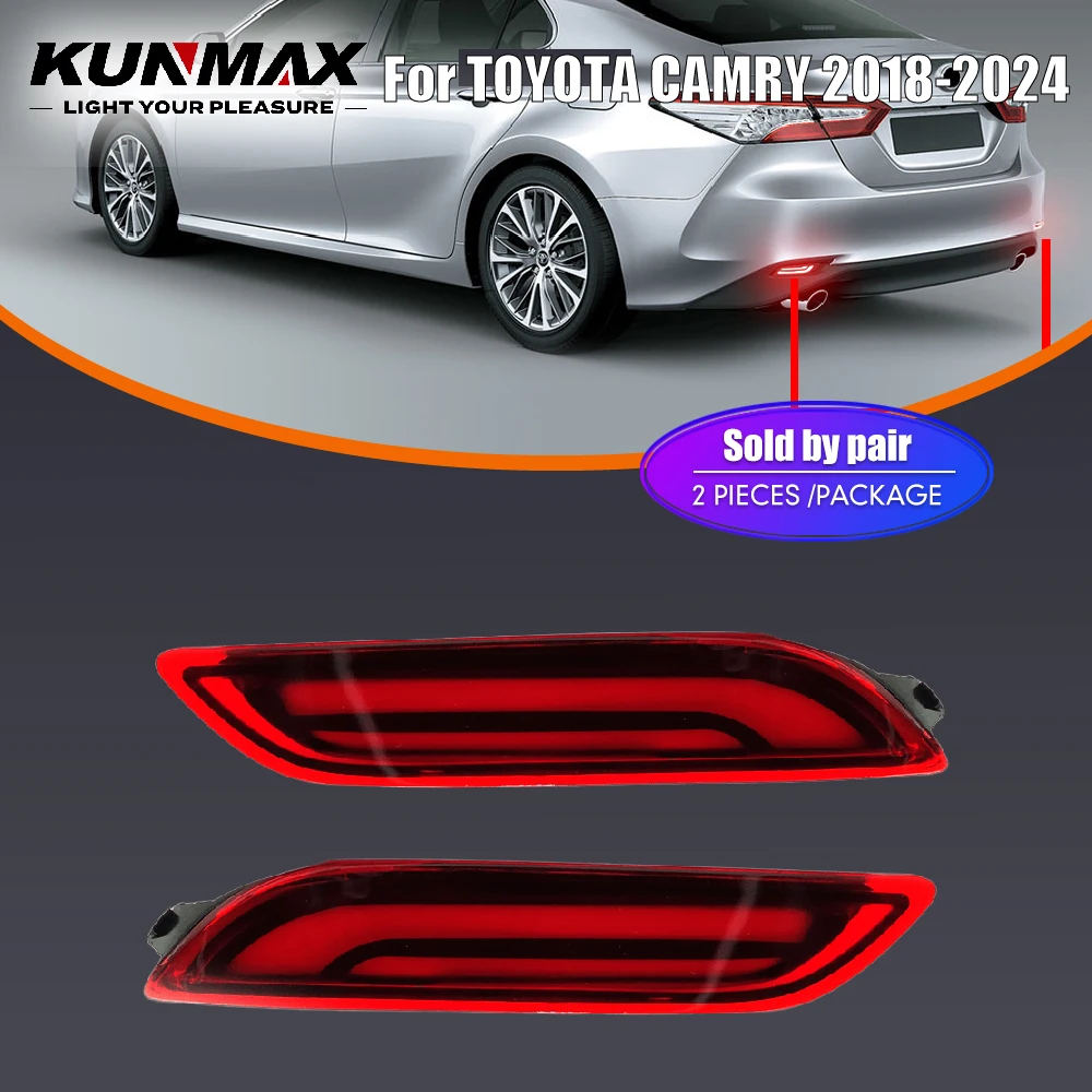 2PCs LED Car Rear Bumper Reflector Light For TOYOTA CAMRY 2018-2024 Rear DRL Lights Stop Lamp Rear Bumper Lights Assembly