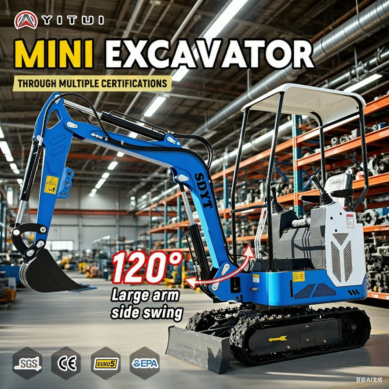 

Discounted Price Mini Excavator Epa Euro 5 Family Garden Mini Excavator 1.2 Ton Cab Excavator Customized