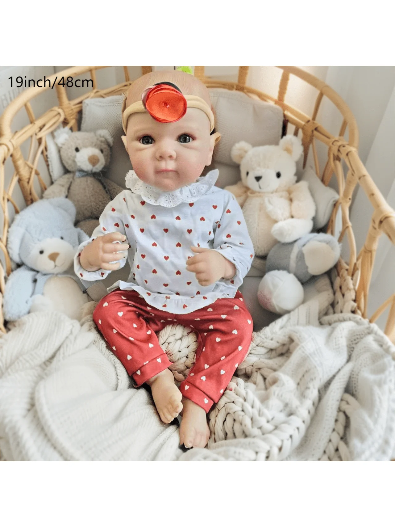 Poupées bébé Reborn réalistes-poupée réaliste en vinyle souple de 19 pouces, poupées bébé de la vie réelle portables (poupée uniquement/pas d'accessoires)