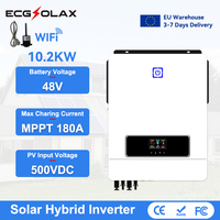 ECGSOLAX 10.2KW Hybrid Solar Inverter 48V 230VAC With Dual MPPT 180A Charging Controller 10KW Off-grid Solar Hybrid Inverter