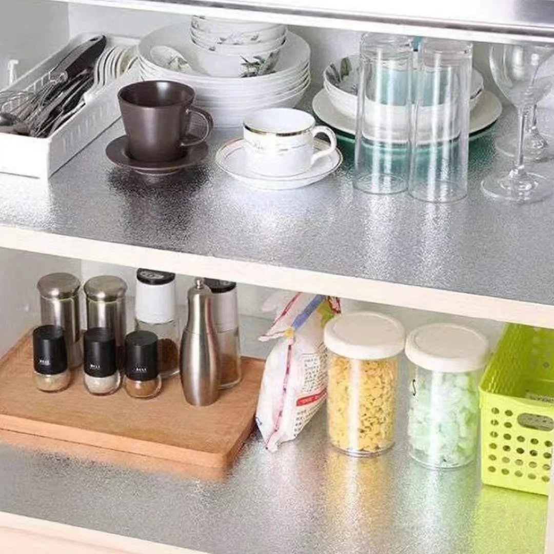 ملصق مضاد لزيت المطبخ، ورق حائط ذاتي اللصق مقاوم للحريق بدرجة حرارة عالية لتجديد الخزانة والكونترتوب 40/60 سم × 3 م