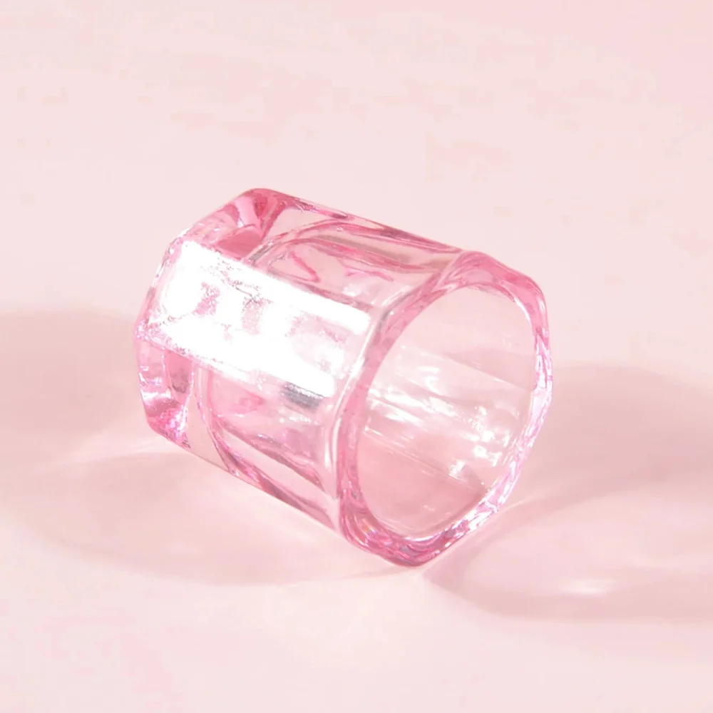 แก้วคริสตัลคลิมอนลา 1 ชิ้น สำหรับใส่ผงอะคริลิคทำเล็บ สีชมพู อุปกรณ์ทำเล็บ