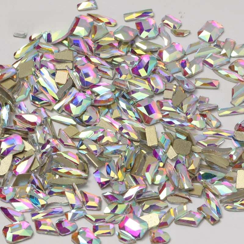 100 pièces Aurora diamant Nail Art décor AB Flatback mélange-forme 3D ongles strass symphonie cristal verre ongle ongles pierre & * &