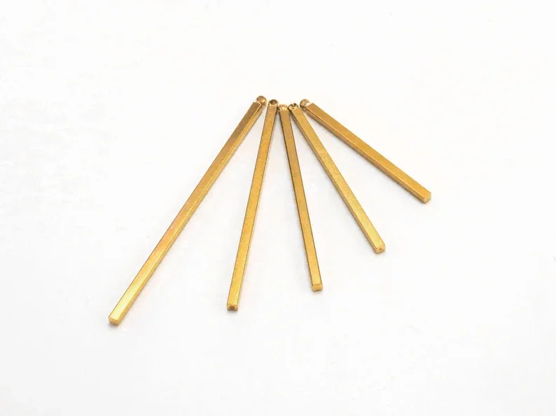 30pcs Square Stick Charm, Charm, Earring Findings, Necklace Pendant, 25 30 35 40 50 60mm x2mm, Raw Brass, Jewelry Supplies -R001