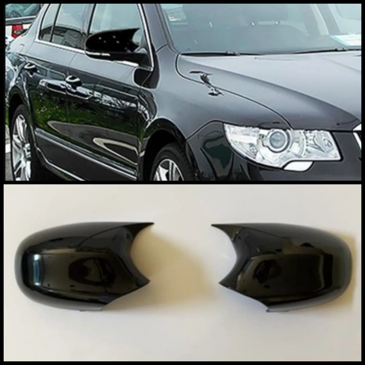 

2 Pieces Rearview Mirror Cover Side Wing RearView Mirror Case Cover Glossy Black Car Shields Exterior For Skoda Superb 2008-2015