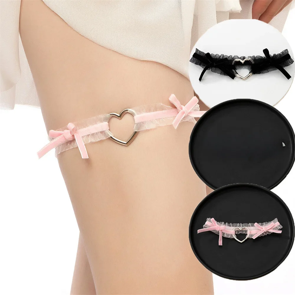 Lolita – jarretelles en dentelle, ceinture de jambe, Punk, croix, cœur, nœud, anneau de jambe, cloche élastique, cuisses, ras du cou, chaîne, Lingerie pour femmes, harnais Cosplay