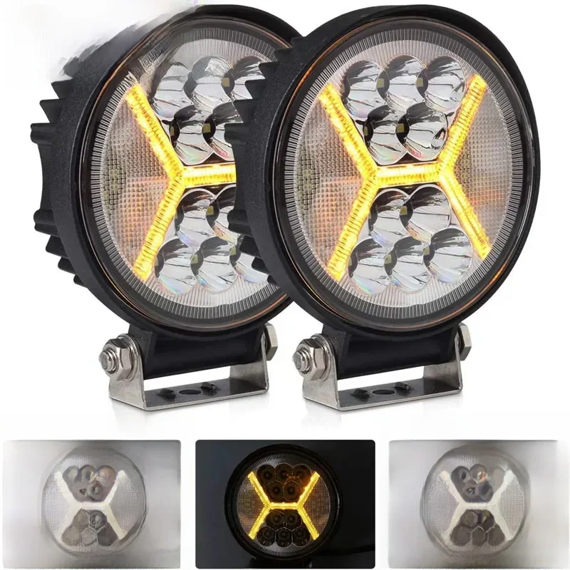 Ronde LED Werklamp 4 inch Spot Flood Beam Voor Offroad 4x4 SUV Tractor Vrachtwagen Mistlamp Rijden auto LED Werklampen - afbeelding 2
