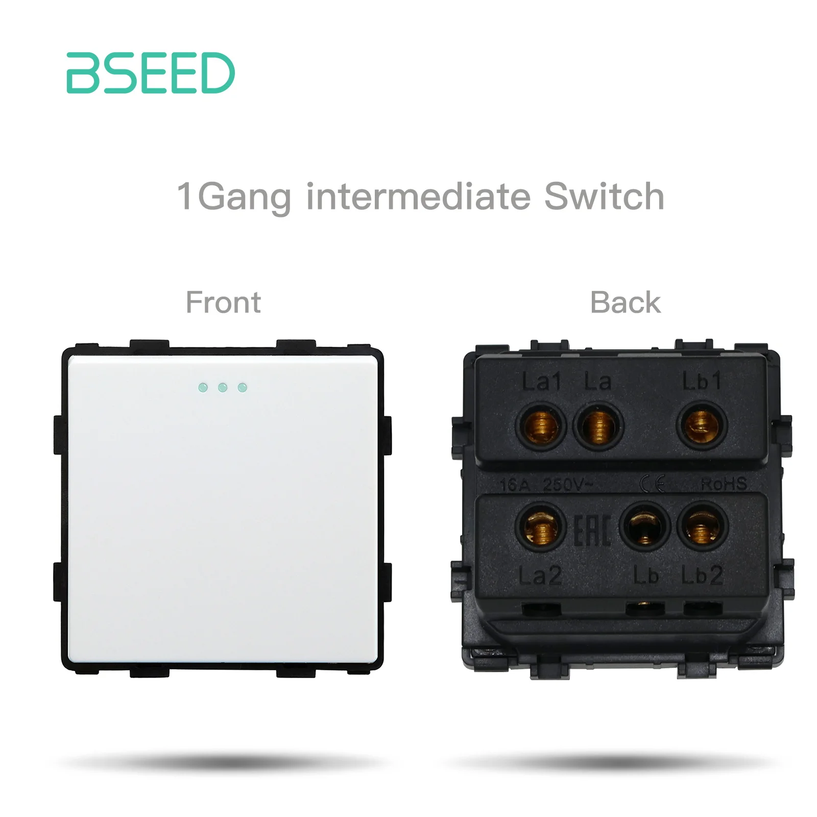 BSEED Mechanische Taste Schalter Modul Teil 1/2/3Gang 1/2Way Steckdose Funktion Teile Glas Rahmen weiß Schwarz DIY Kombination