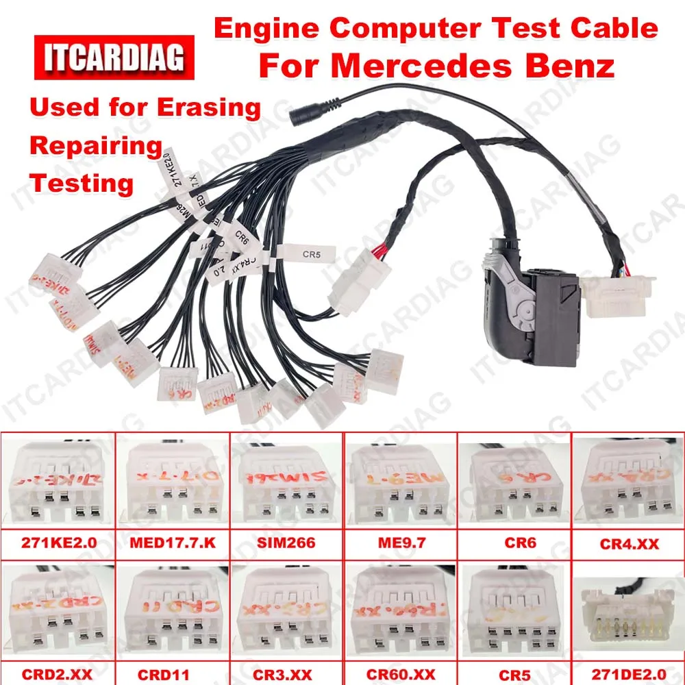 12in1 Car Engine Computer Adapter Cable for Mercedes for Benz Engine Computer Erasing Clear Data Testing OBD2 Interface Cables