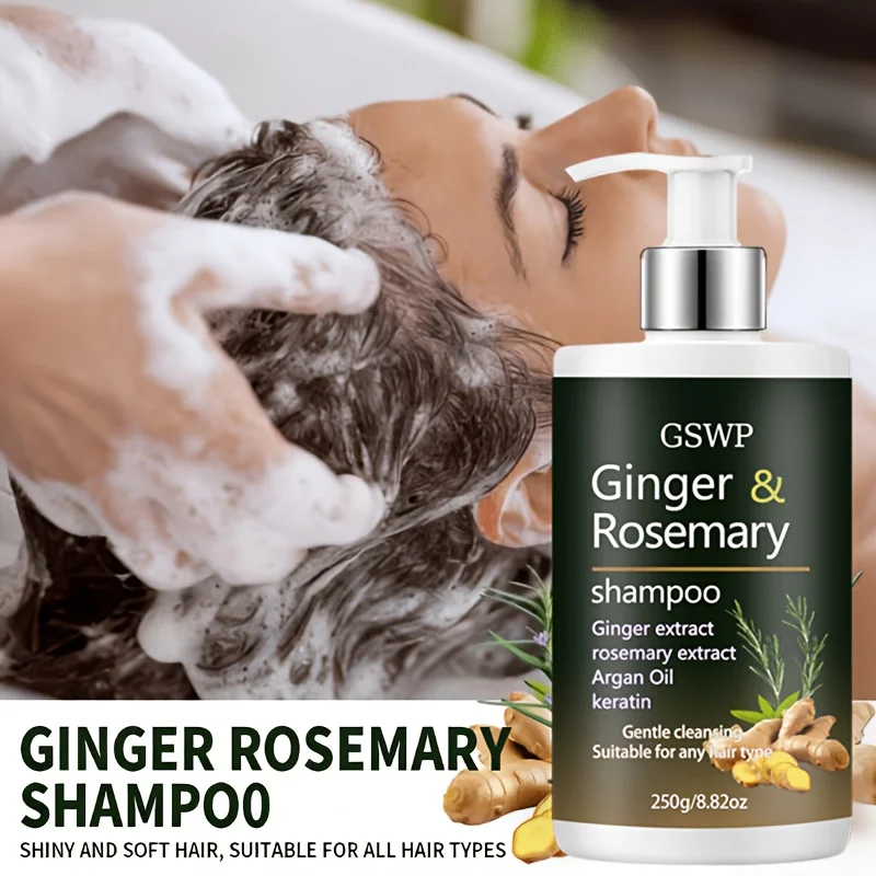 GSWP 500g Ginger & Rosemary Shampoo and Conditioner Set: Deeply Cleanses and Strengthens Hair, Repairs Dry and Damaged Strands.