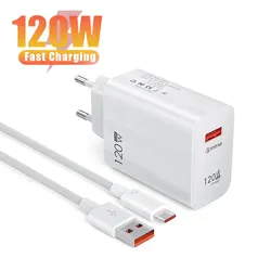 120W USB Charger Turbo Fast Charge EU US UK Adapter Quick Charge 3.0 for Xiaomi Redmi Note 11 12 Pro Plus Mi 14 13 Type C Cable
