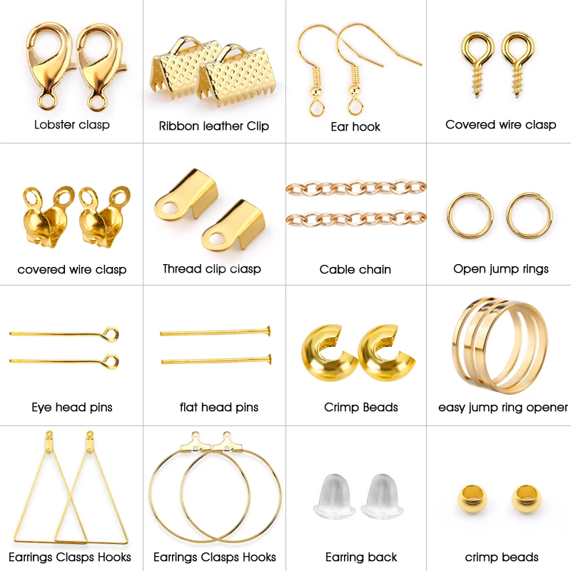 Alloy Accessories Jewelry Findings Set Earring Making Kit Lobster Clasp Open Jump Rings Repair Tools DIY Jewelry Making Supplies