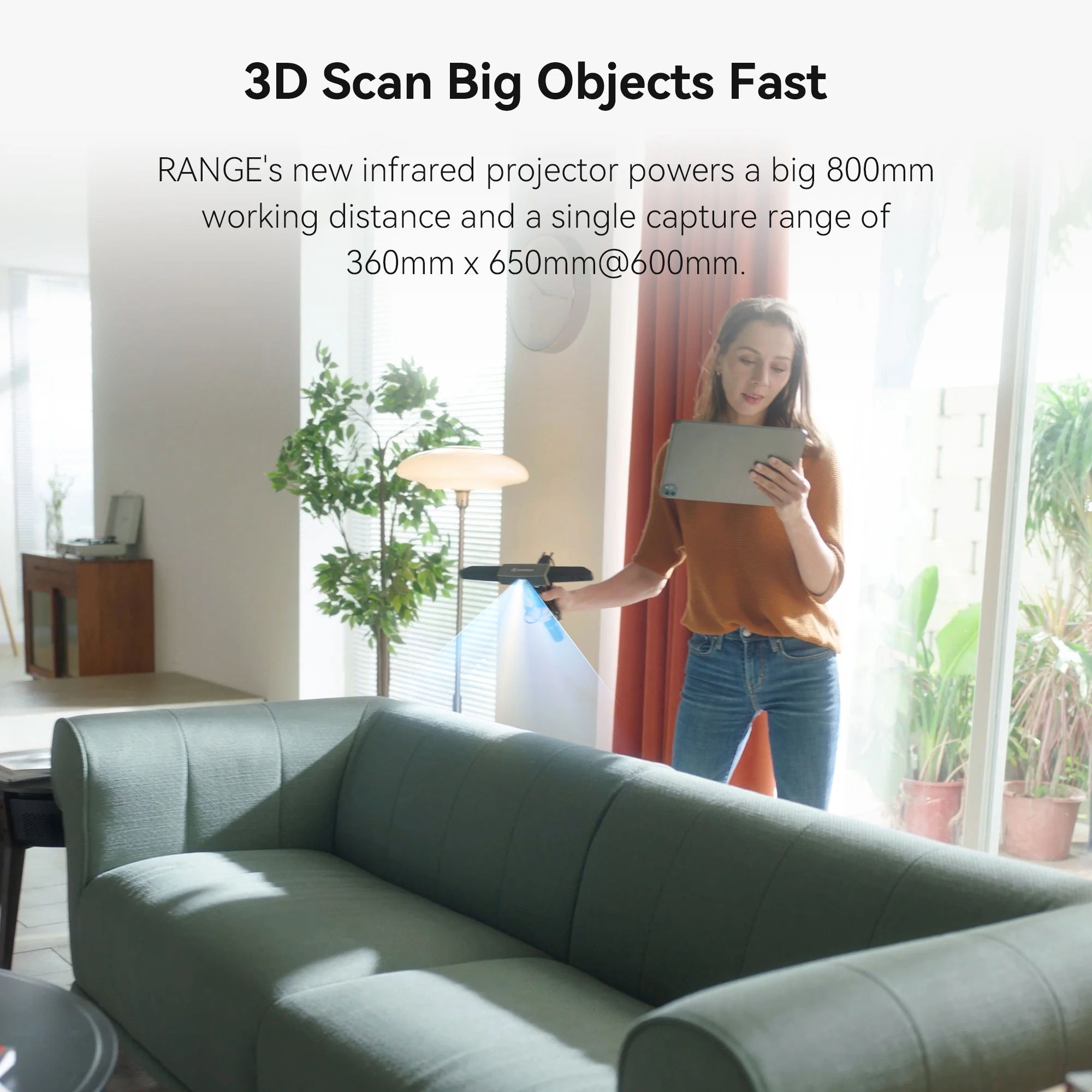 Revopoint Range 3D Scanner Infrared Structured Light Scanner for Scanning Large Objects 0.1 mm Precision - Standard Edition