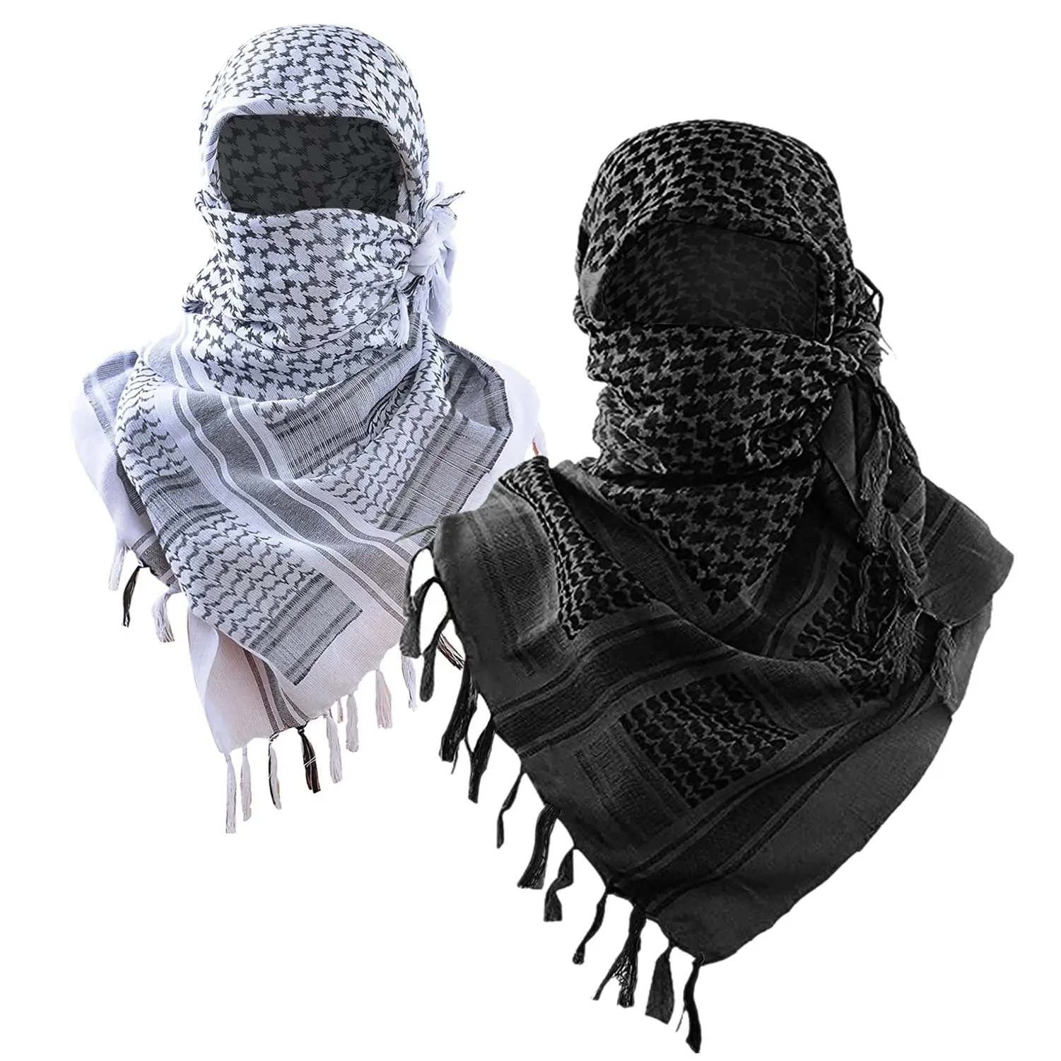 Double Red 2Pcs Military Shemagh Tactical Desert Scarf / 100% Cotton Keffiyeh Scarf Wrap for Men And Women