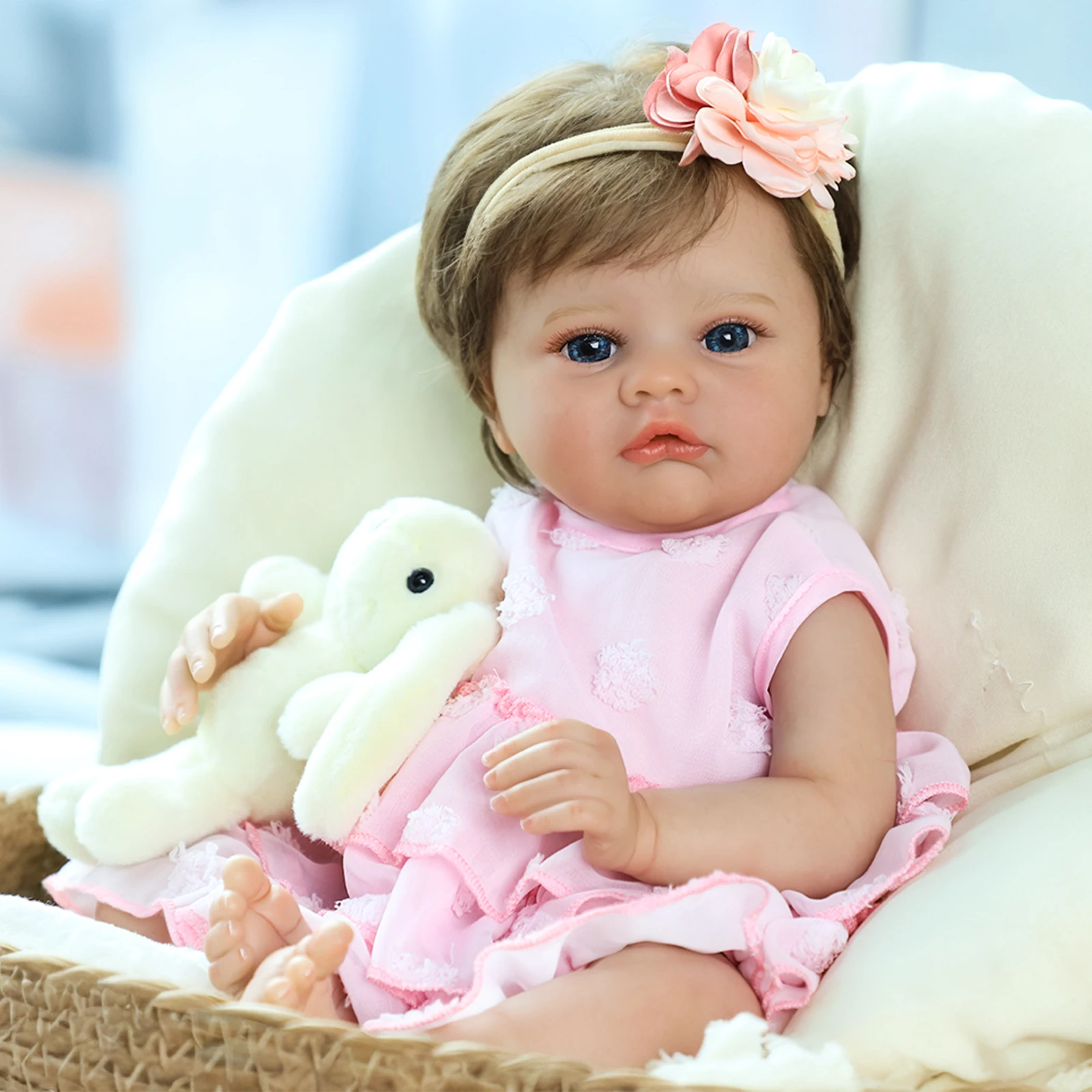 دمية طفلة تولد من جديد نابضة بالحياة مقاس 20 بوصة مع جسم من القماش الناعم وأطراف الفينيل هدية واقعية لحديثي الولادة للأطفال #6