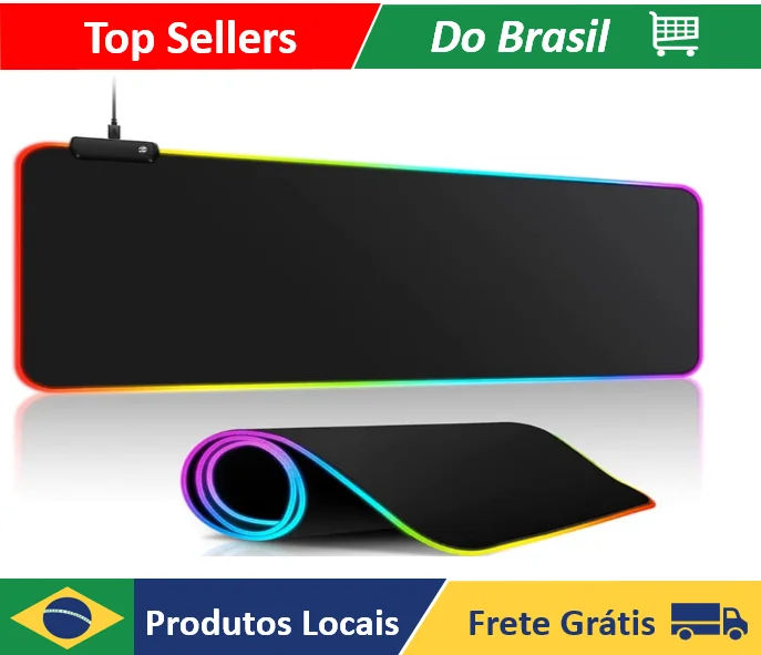 Mouse Pad Gamer Large Speed Edge Led 7 Colors Rgb Waterproof 300mm x 800mm