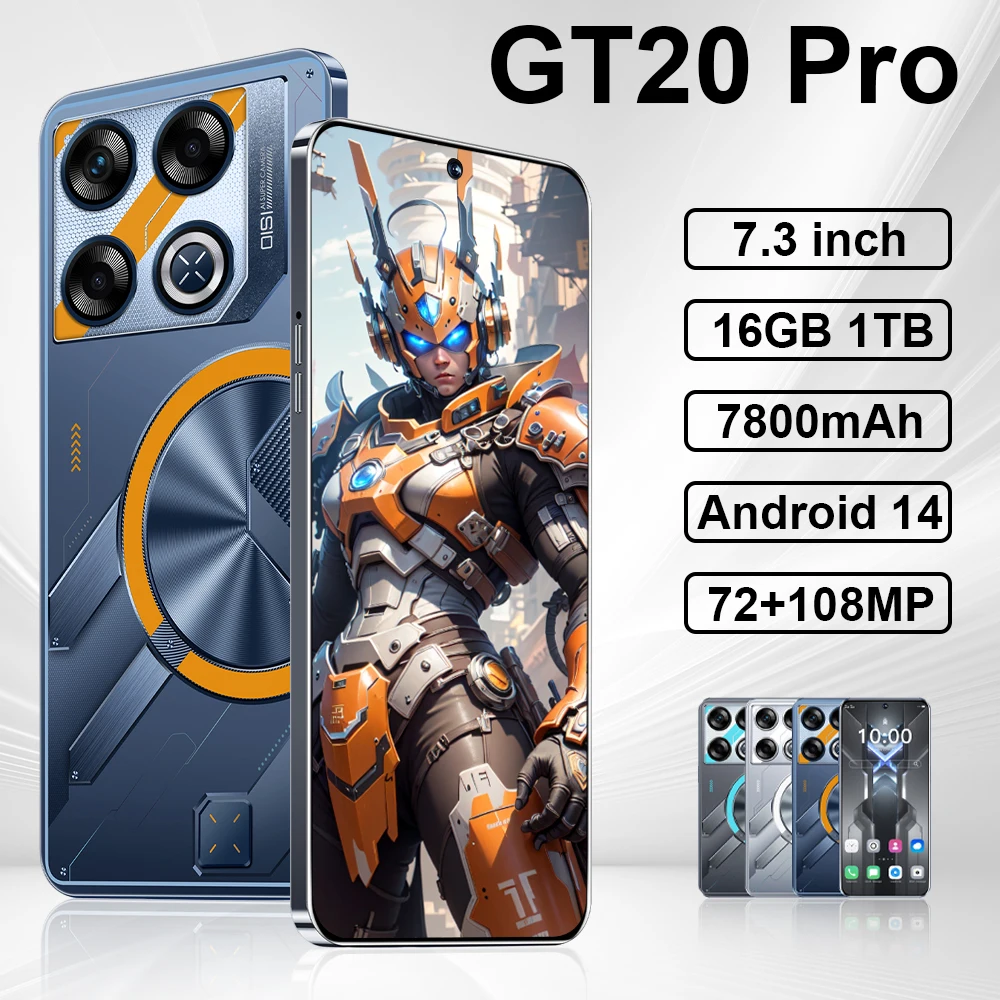 

GT20 Pro 2025 Global Version Smart Android Original Phone 5G 7.3 Inch HD Screen 108MP Camera Dual SIM Dual Standby Unlock Phone