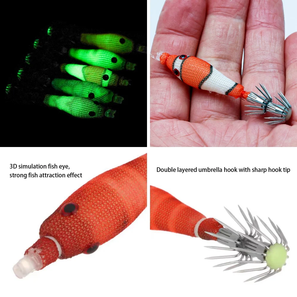

Luminous Squid Fake Bait Net Bait Hook Bait Blow Tube Simulation Squid Clamp Hook for Sea Fishing