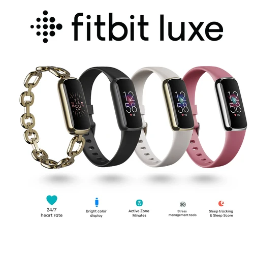 Fitbit Luxe Fitness Tracker pantalla AMOLED 24/7 Monitor de ritmo cardíaco sueño SpO2 rastreador de estrés pulsera inteligente impermeable