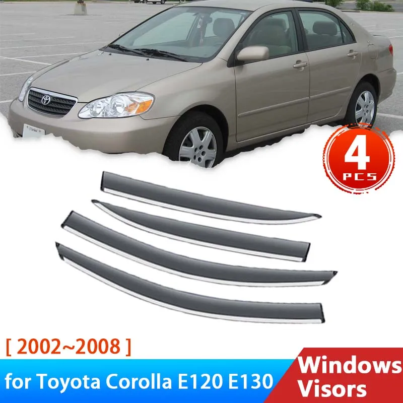 

Deflectors for Toyota Corolla E120 E130 Sedan 2002~2006 Accessories Car Side Windows Visors Rain Eyebrow Guards Smoke Windshield