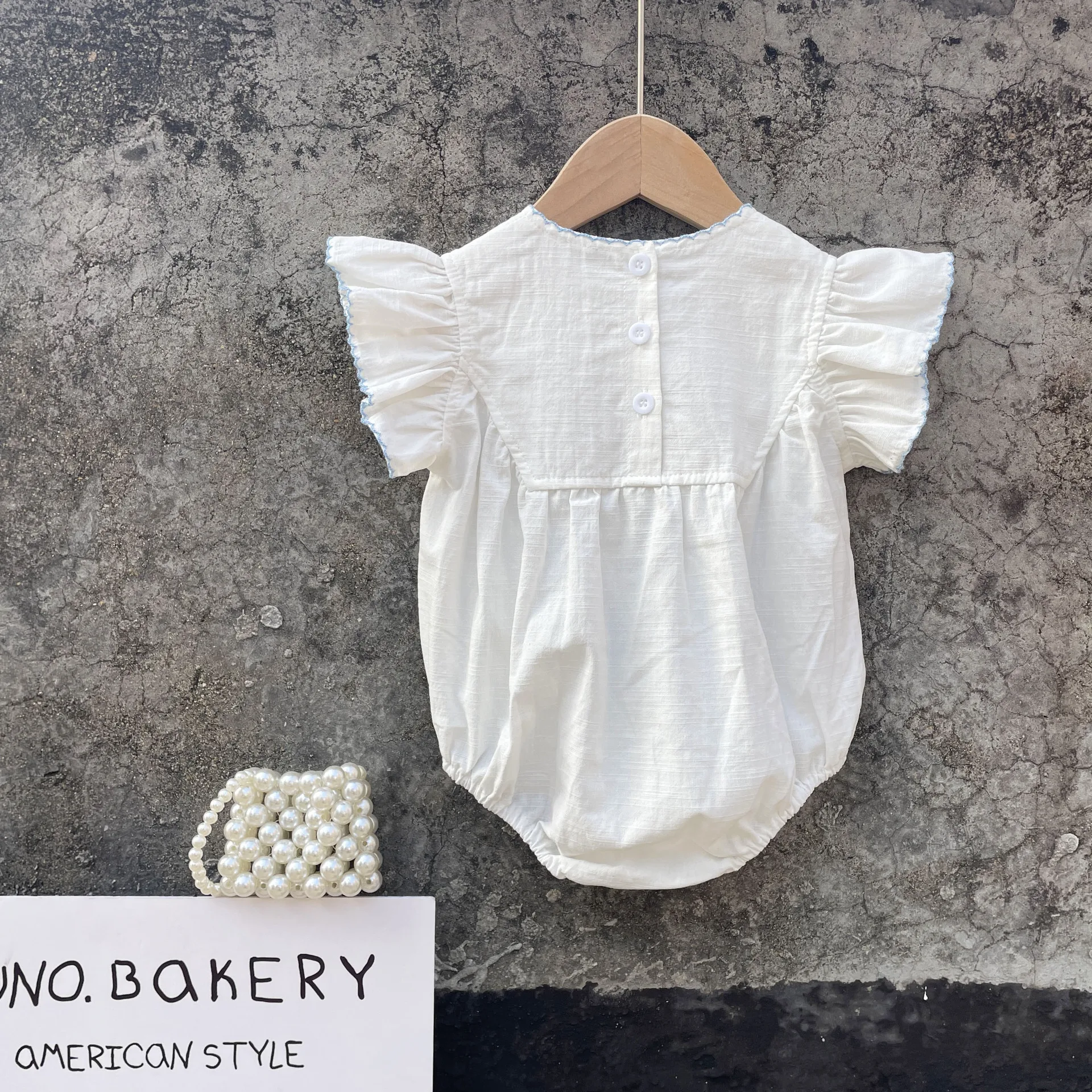 Newborn Baby Girls White Romper Embroidery Bunny One-piece Infant Kids 100% Cotton Toddler Bodysuits