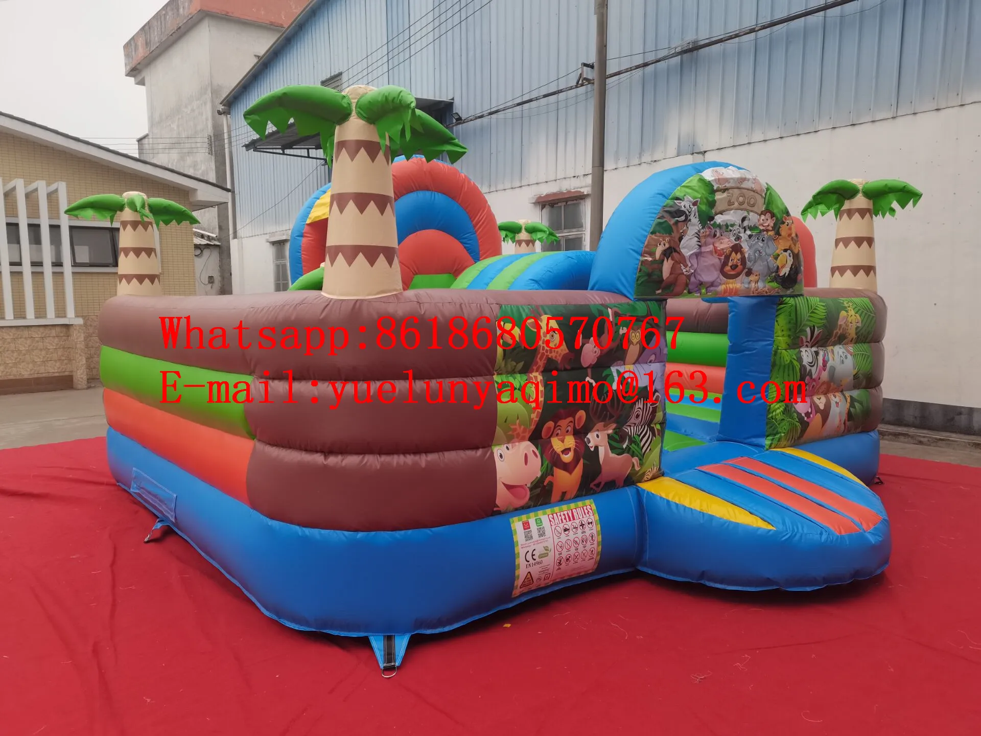 

Commercial indoor children's jungle inflatable castle trampoline slide amusement park YLY-043