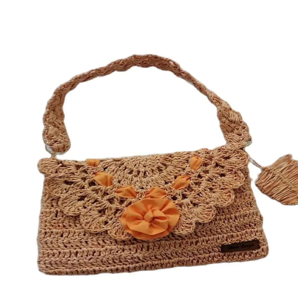 Lady Bag Top Handle Custom Design Handmade Stylish Elegant Paper Thread Crochet Knitting Gift