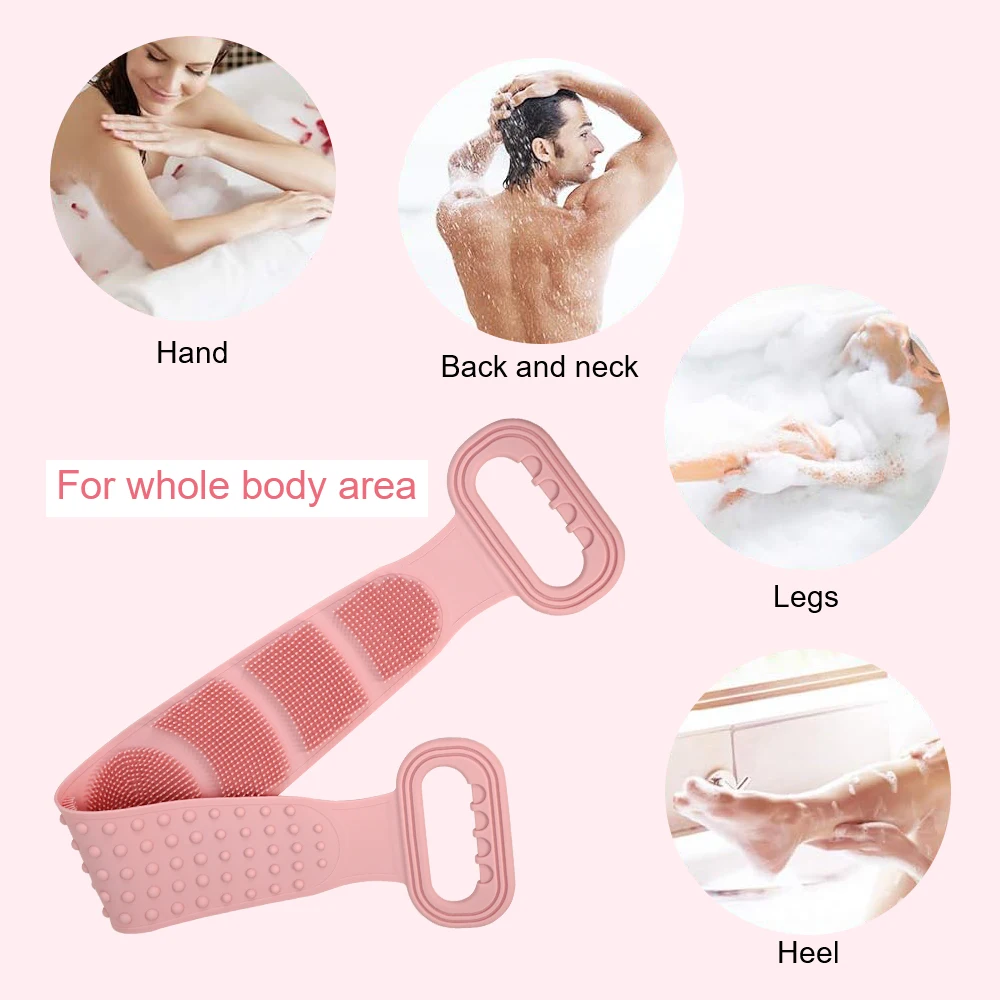 

Body Silicone Brush Scrub Exfoliating Back Scrubber Bath Belt Extended Skin Clean Brushes for Men Women Bath Scrub Clean Tool