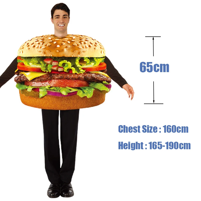 Coppia Unisex patatine fritte cibo Halloween Costume Fancy Dress Carnival Men Cheeseburger Costume