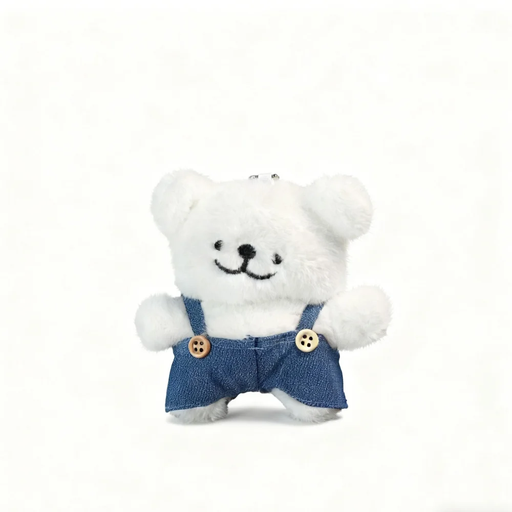 

Cute plush denim white bear cub headphone protective case, suitable for AirPods 4/3/2 Pro/2/4, new headphone protective case