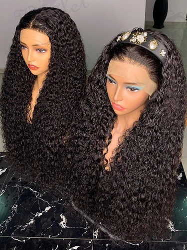 Imagen 2 del producto Pelucas de cabello humano con encaje Frontal 13x6, onda profunda de 30 y 36 pulgadas, densidad 250, peluca sin pegamento 5x5, pelucas frontales de encaje 13x4 rizadas con agua brasileña