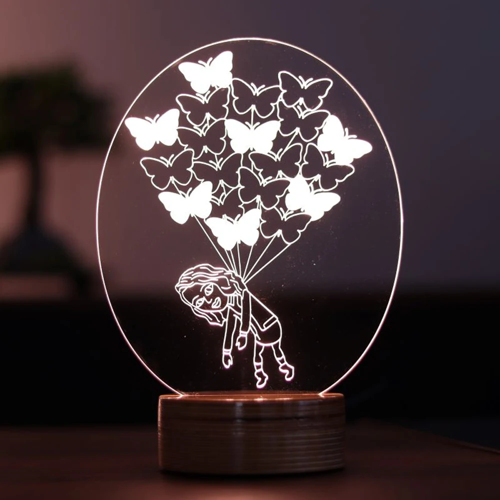 

Decorative Gift LED Table Lamp with Butterfly Girl Figure, High-Quality Materials, Energy Efficient, Interchangeable Top Designs