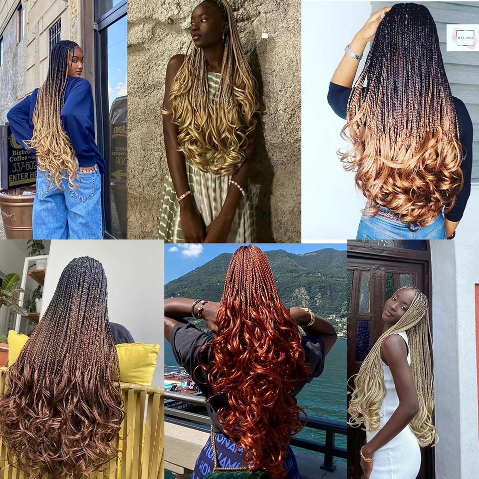 Trenzas de crochet sintéticas Loose Wave Spiral Curl, ombre, preestiradas, para mujer, rizos franceses 6