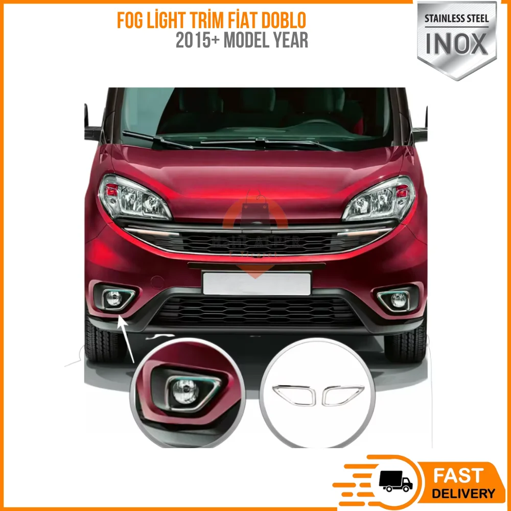 For Stainless Steel Fog Light Trim Fiat Doblo 2015 Beyond Model Year Exterior Access High Quality Car Parts Accessories