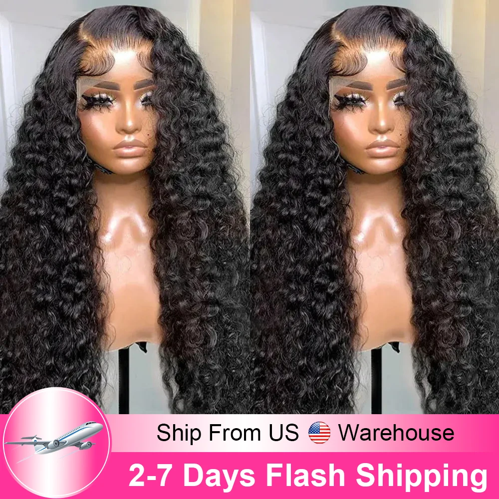 13x4 Lace Front Human Hair Wigs Brazilian Deep Wave Frontal Wig Curly Lace Frontal Human Hair Wigs For Women Glueless Preplucked