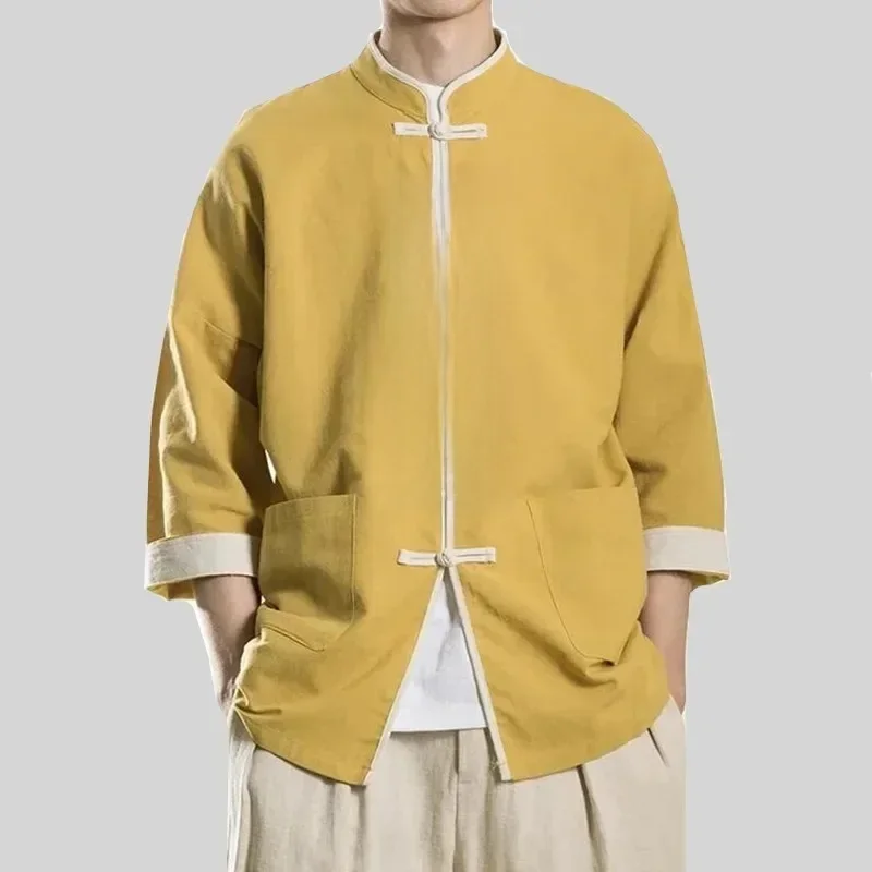 Robe Traditionnelle Alberoise en Coton pour Homme, Chemise Ligne, Vêtements Décontractés, Mince, Manteau Vintage Trempé, Y-Tang, Grande Taille, Printemps Été 2024