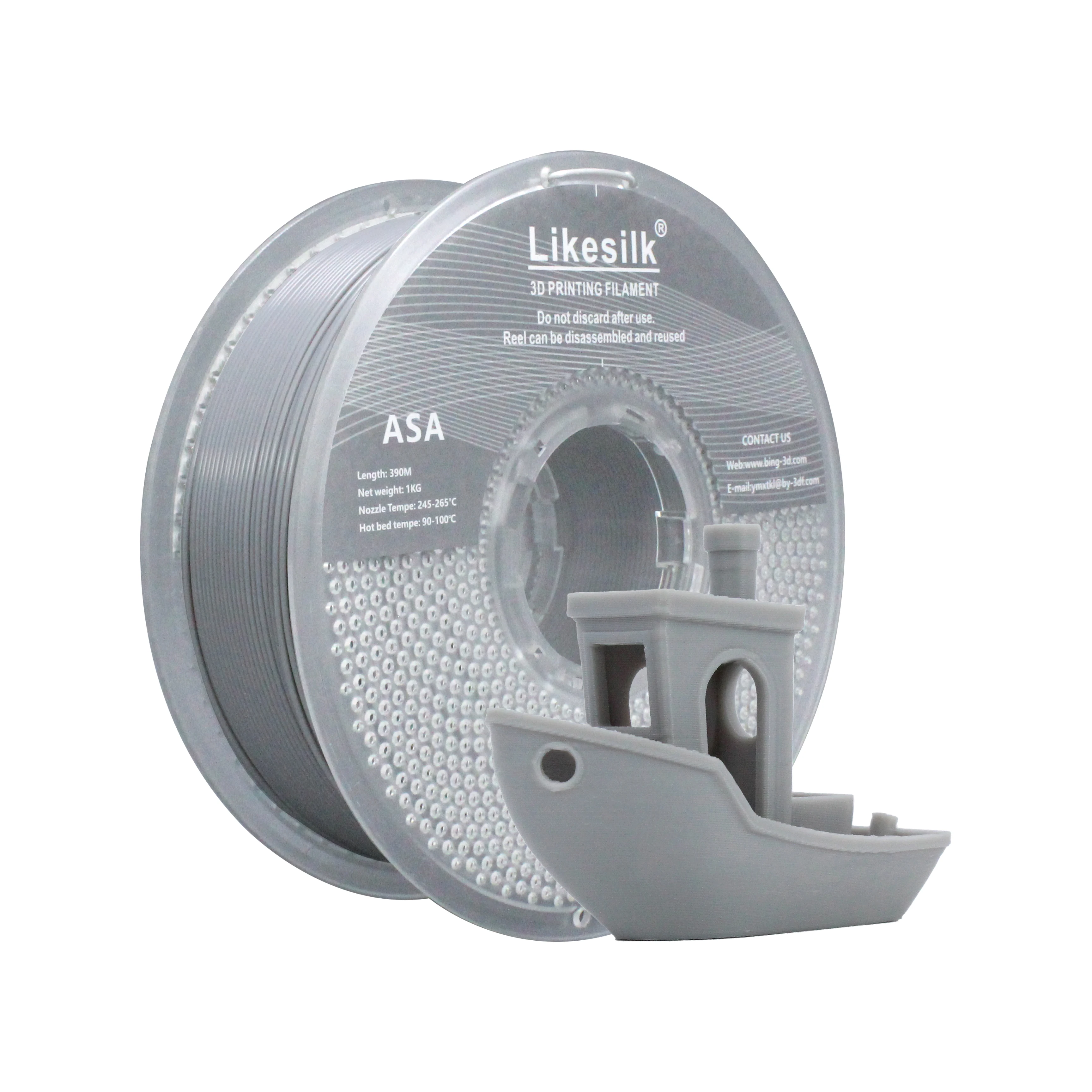 

Likesilk ASA 3D Printer Filament 1.75mm, Neatly & Strong 1.75mm Filament for 3D Printing, Accuracy +/- 0.02mm 1KG Spool(2.2lbs)