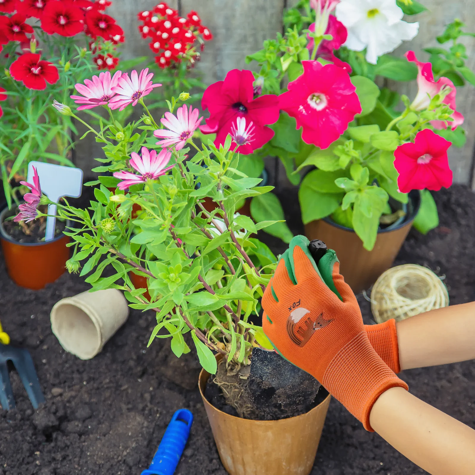 4 Paar Kinderhandschuhe aus Latex in verschiedenen Farben und niedlichen Mustern für Gartenaktivitäten im Freien – Detail 8