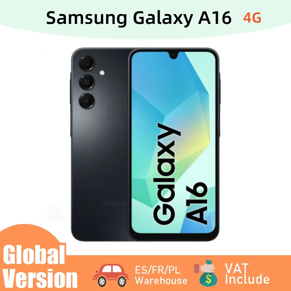 Versión Global Samsung Galaxy A16 4G 128GB MTK Pantalla Super AMOLED de 6.7 " y 90Hz Cámara de 50MP Batería de 5000 mAh Carga Súper Rápida de 25W NFC Teléfono Inteligente Android Negro Gris Verde