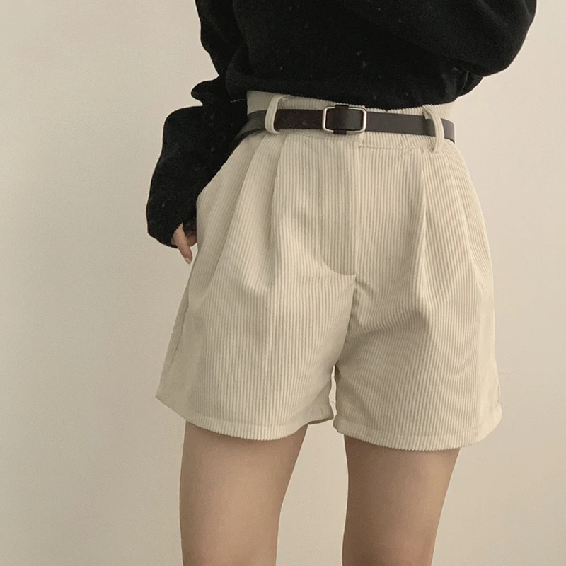 Korean Style Corduroy Golden Casual Pants Four-part shorts pants