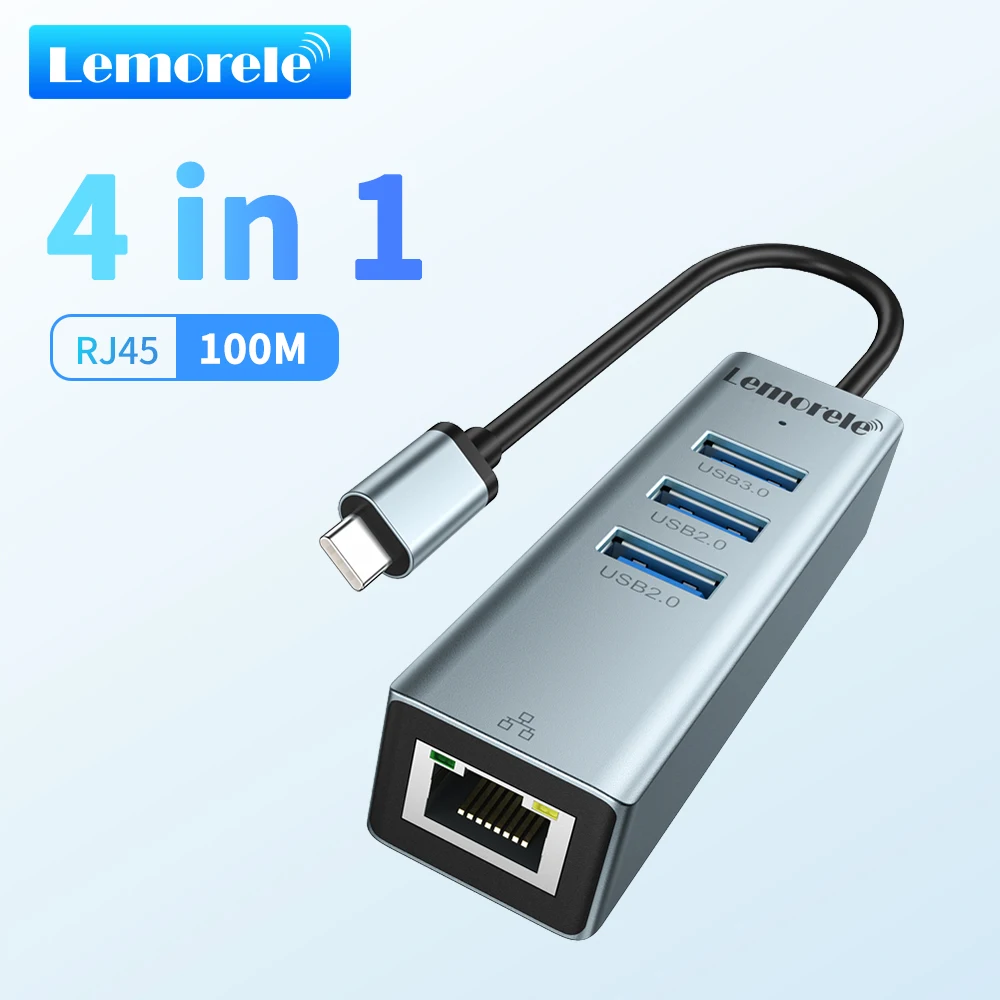 Lemorele TC43L USB Hub 3.0 USB A Multiport-Adapter USB 2.0 Hub Datenübertragung Gigabit Ethernet RJ45 Dockingstation für MacBook