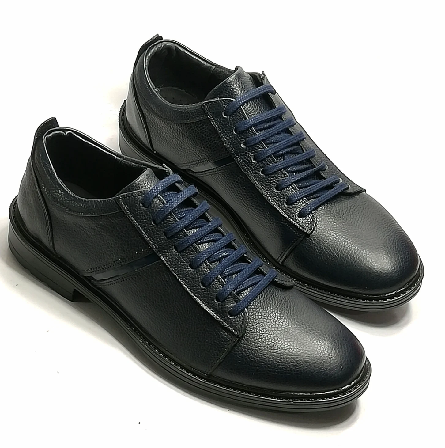 Men's navy blue color geneine shoes ideal for office and daily use model oxford shoes rubber sole high quality