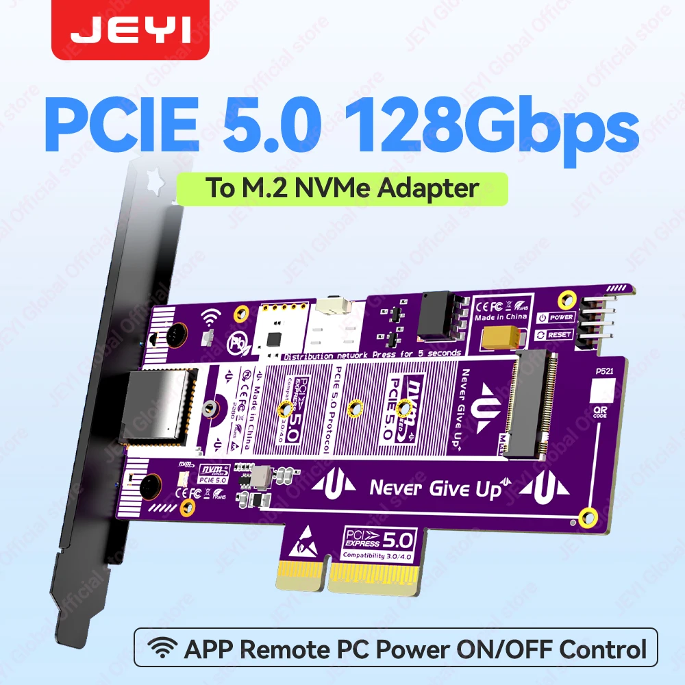 

Переключатель Wi-Fi JEYI для удаленного доступа к рабочему столу, адаптер PCIe 5.0 на M.2, 128 Гбит/с, управление через приложение для настольных ПК, поддержка SSD-накопителей 2280/60/42/30