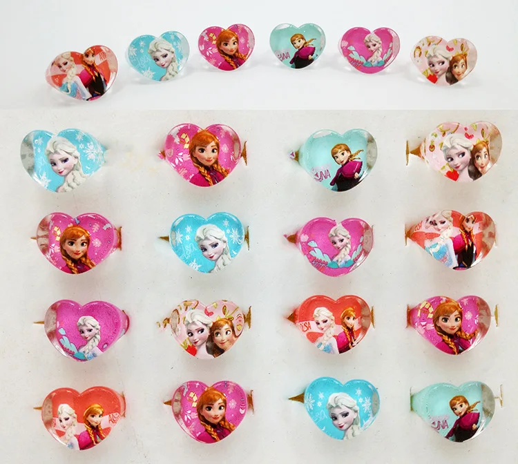 12szt Disney Princess Frozen Elsa Anna Ring Resin Snow white Kids Finger Rings Girls Gifts Children Birthday Party Supplies Toys