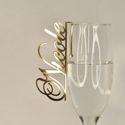 Personalized acrylic wedding place name Laser Cut Names Drink Glass Place Cards Name Tags Name place setting